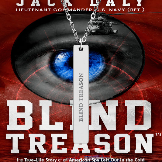 BLIND TREASON Vertical Bar Necklace — Custom Engraved Military Dog Tag Bar
