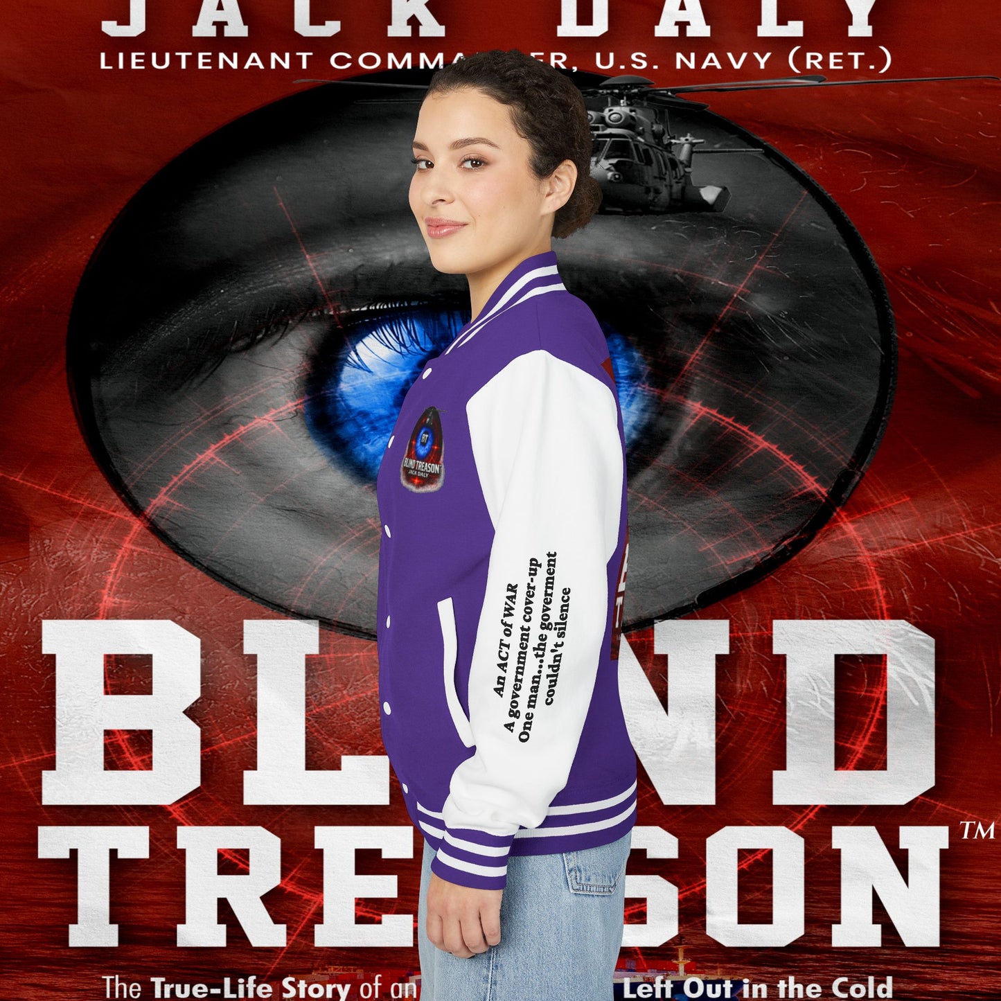 BLIND TREASON Letterman Jacket — "Blind Treason" Book Cover Varsity Jacket