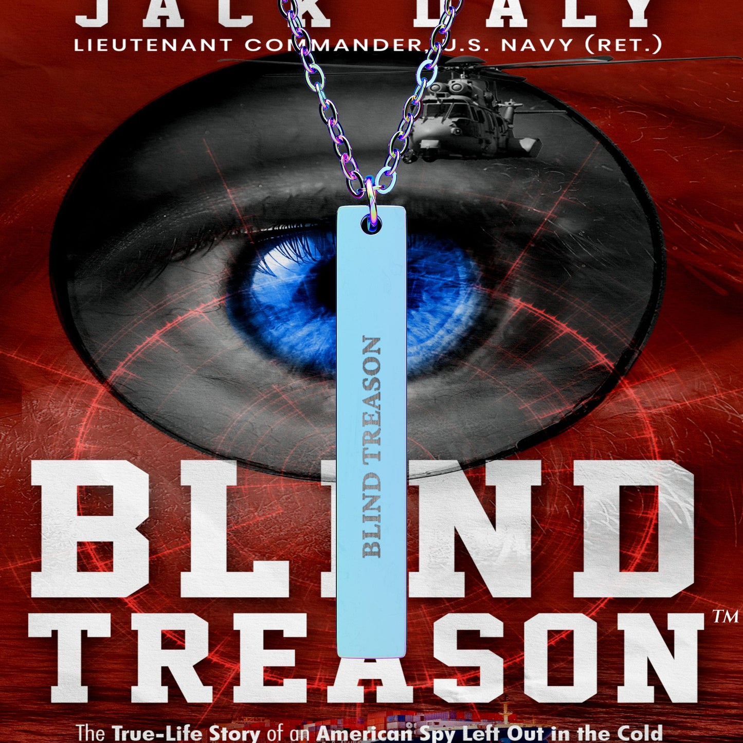 BLIND TREASON Vertical Bar Necklace — Custom Engraved Military Dog Tag Bar