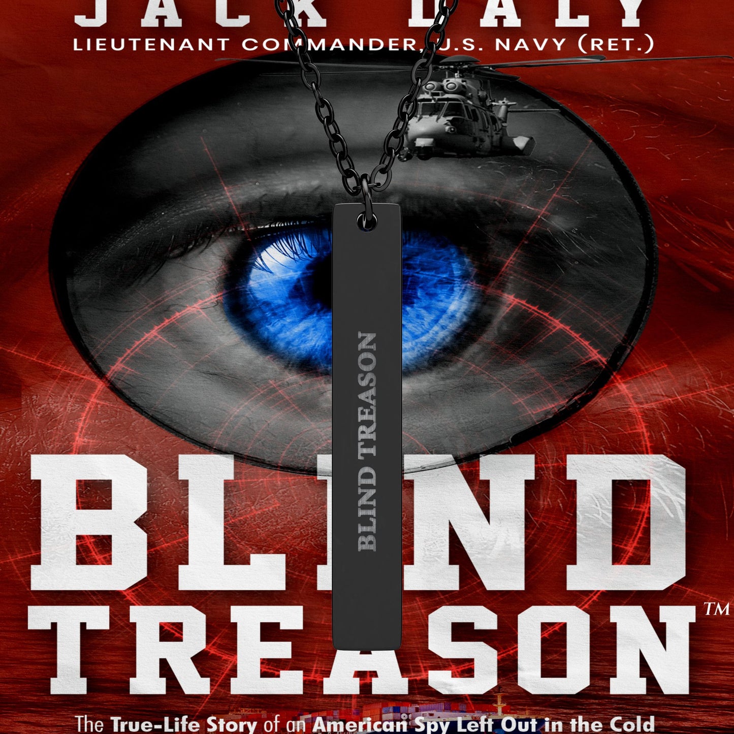 BLIND TREASON Vertical Bar Necklace — Custom Engraved Military Dog Tag Bar