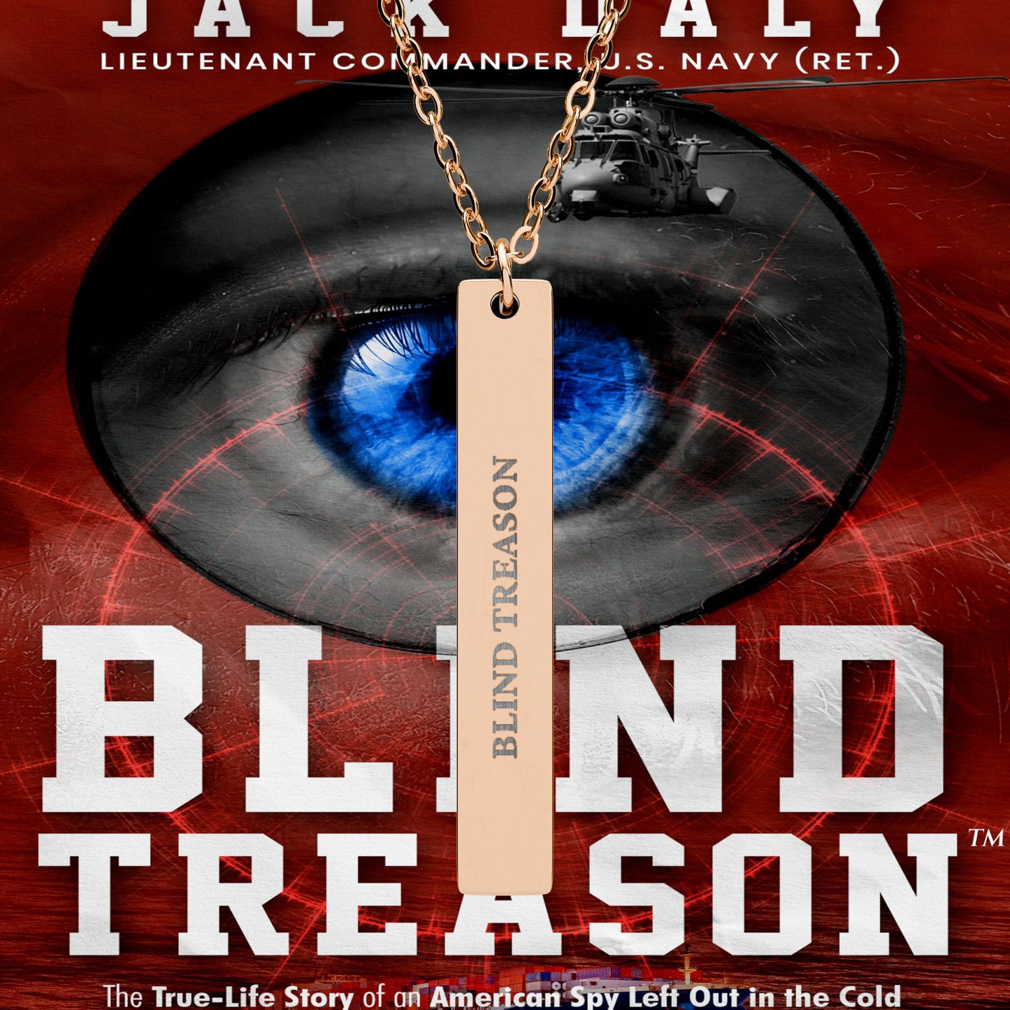 BLIND TREASON Vertical Bar Necklace — Custom Engraved Military Dog Tag Bar